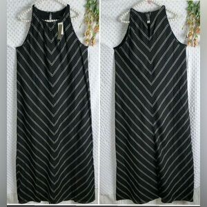 J CREW NWT LINEN MAXI DRESS CHEVRON STRIPE BLACK 12